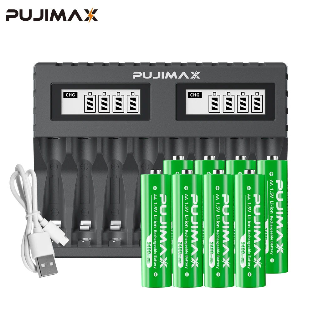 PUJIMAX AA/AAA 3400mWh 1100mWh 1.5V Li-Ion Rechargeable BatteryCharger Lithium Batteries For Mouse Flashlight Fan Game Machine 1