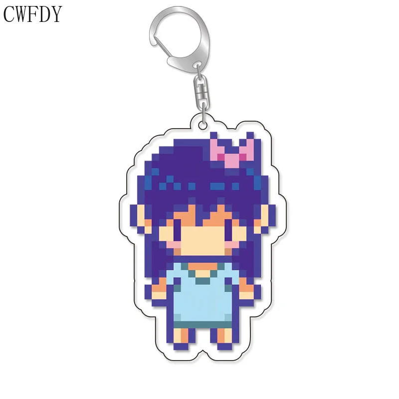 Game Omori Pixel Figure Acrylic Keychain For Accessories Basil Kel