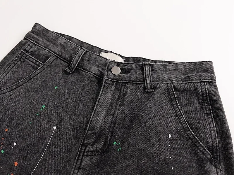 Spliced washed jeans Y2K retro men's high street spotted pants slightly tattered casual pants casual hip-hop high street 4