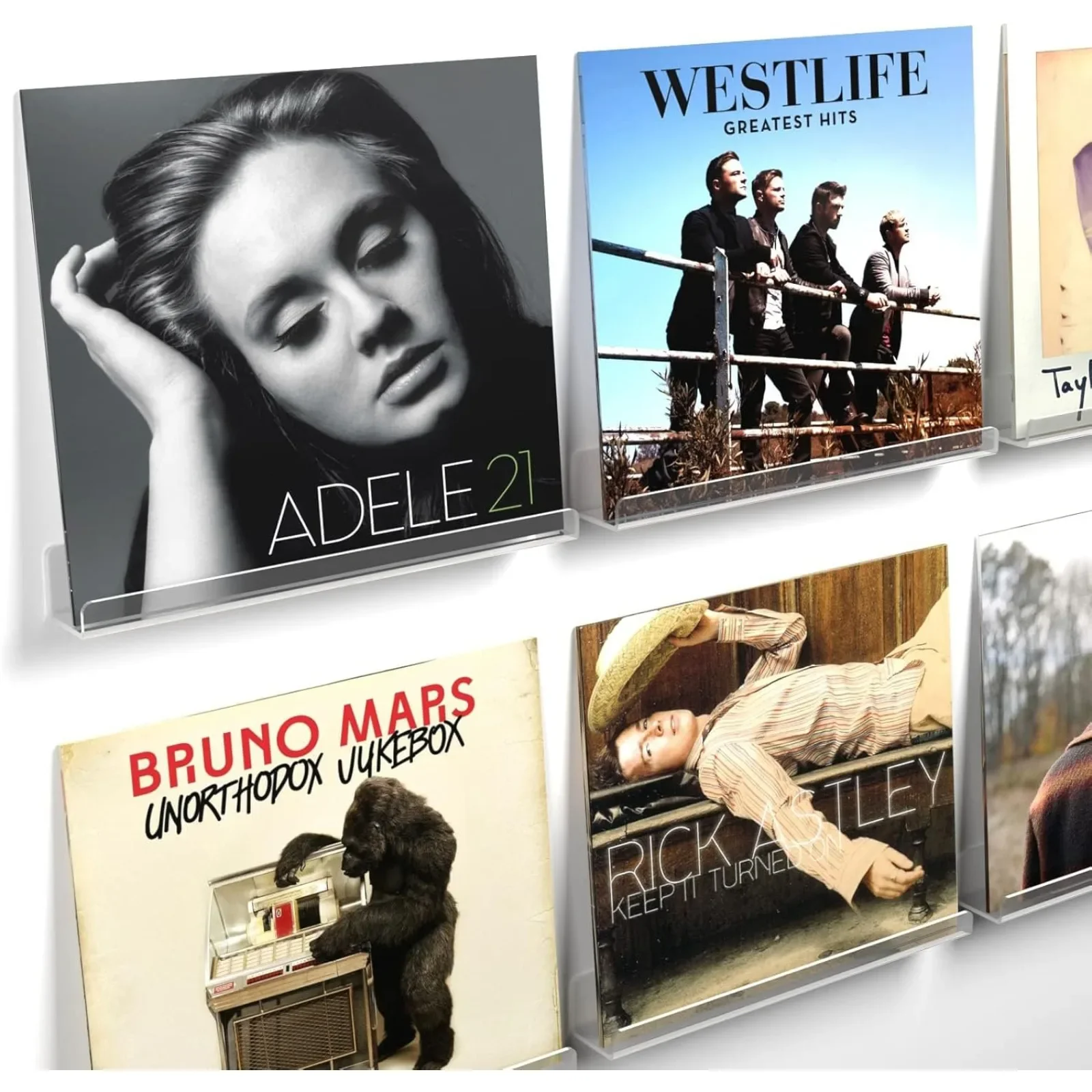 3/6 Pack 12 Inch Clear Acrylic Album Record Holder Display, Floating Shelves for Wall, Magazine Shelf, Kids Bookshelf