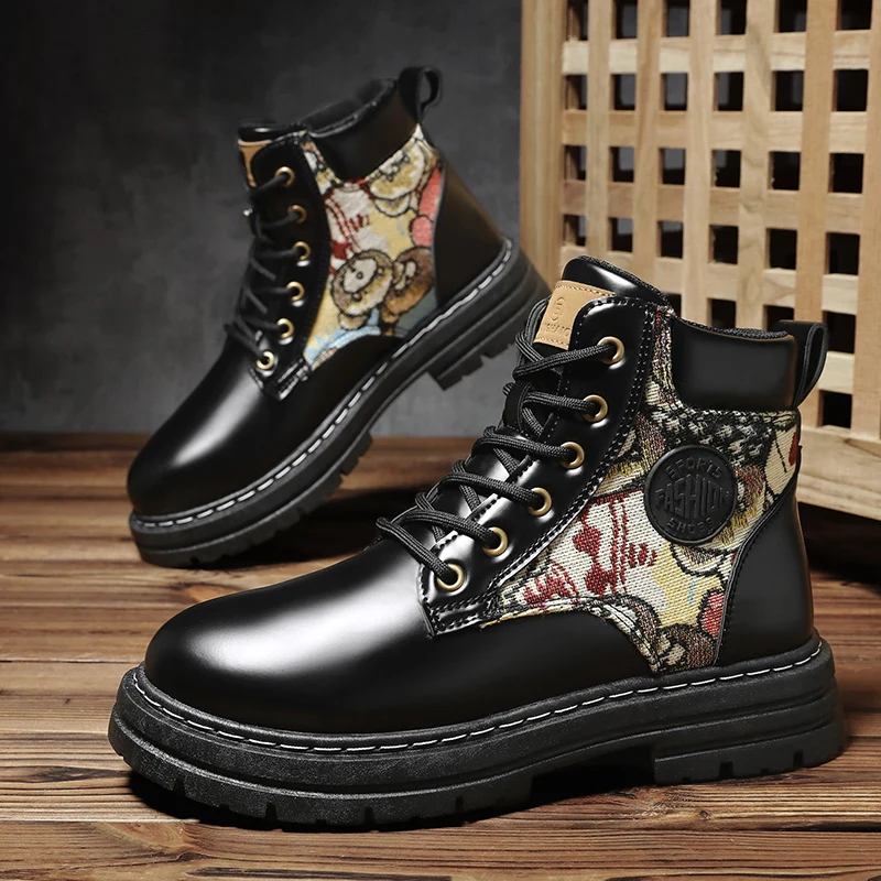 Leather Boots Mens Leather Boots Luxury Warm Fur Ankle for Winter