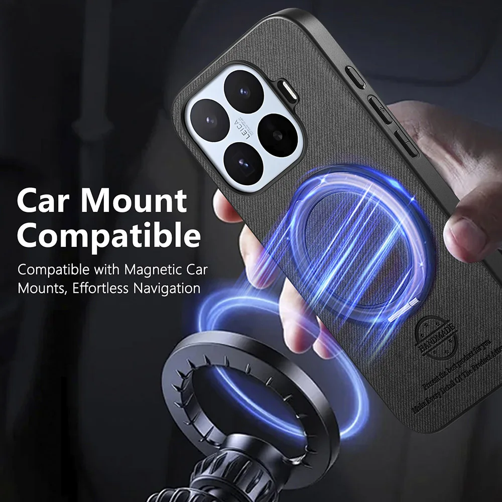 Premium Fabric-Texture Magnetic Ring Holder Phone Case with Stand Back Cover
