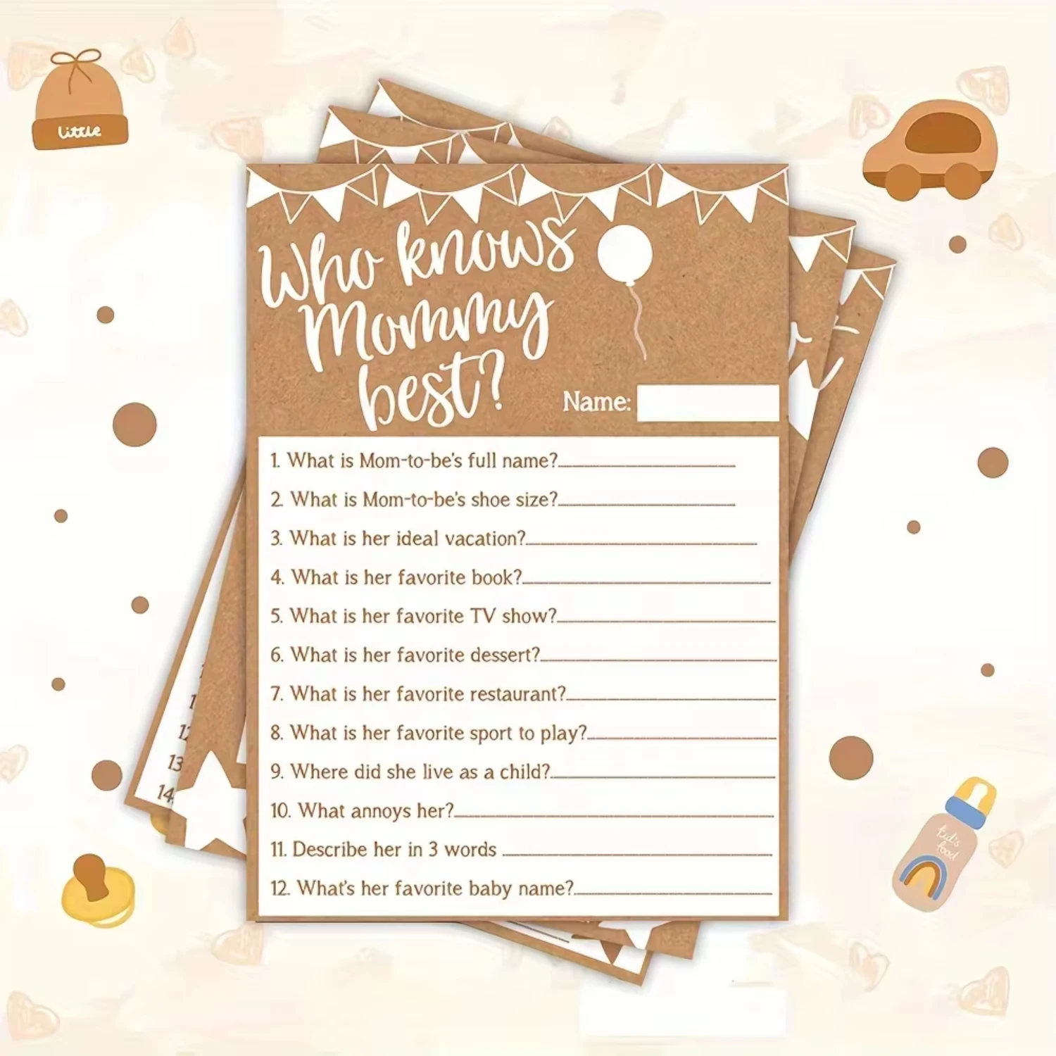 Baby Shower Game Cards Rustic Bridal Wedding Shower Or Bachelorette Party Game Baby Ideas Baby Baptism Party Supplies wooden wedding supplies