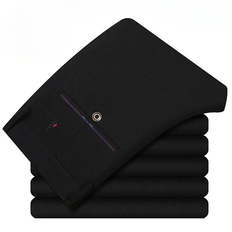 thumbnail image 1 of Pantalones para hombre rectos de sastrería social para hombre, pantalones de traje elásticos negros para negocios, ajustados, elásticos, de alta calidad, formales, 1 of 5