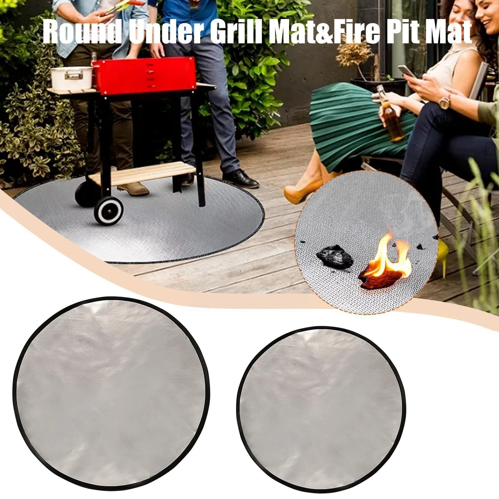 BBQ Grill Mat Fireproof Pad Flame Retardant Fiberglass Fire Blanket For
