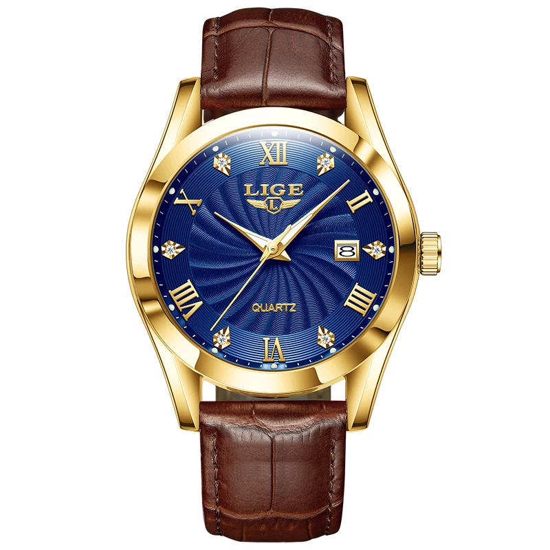LIGE Luxury Women's Waterproof Leather Strap Fashion Watch
