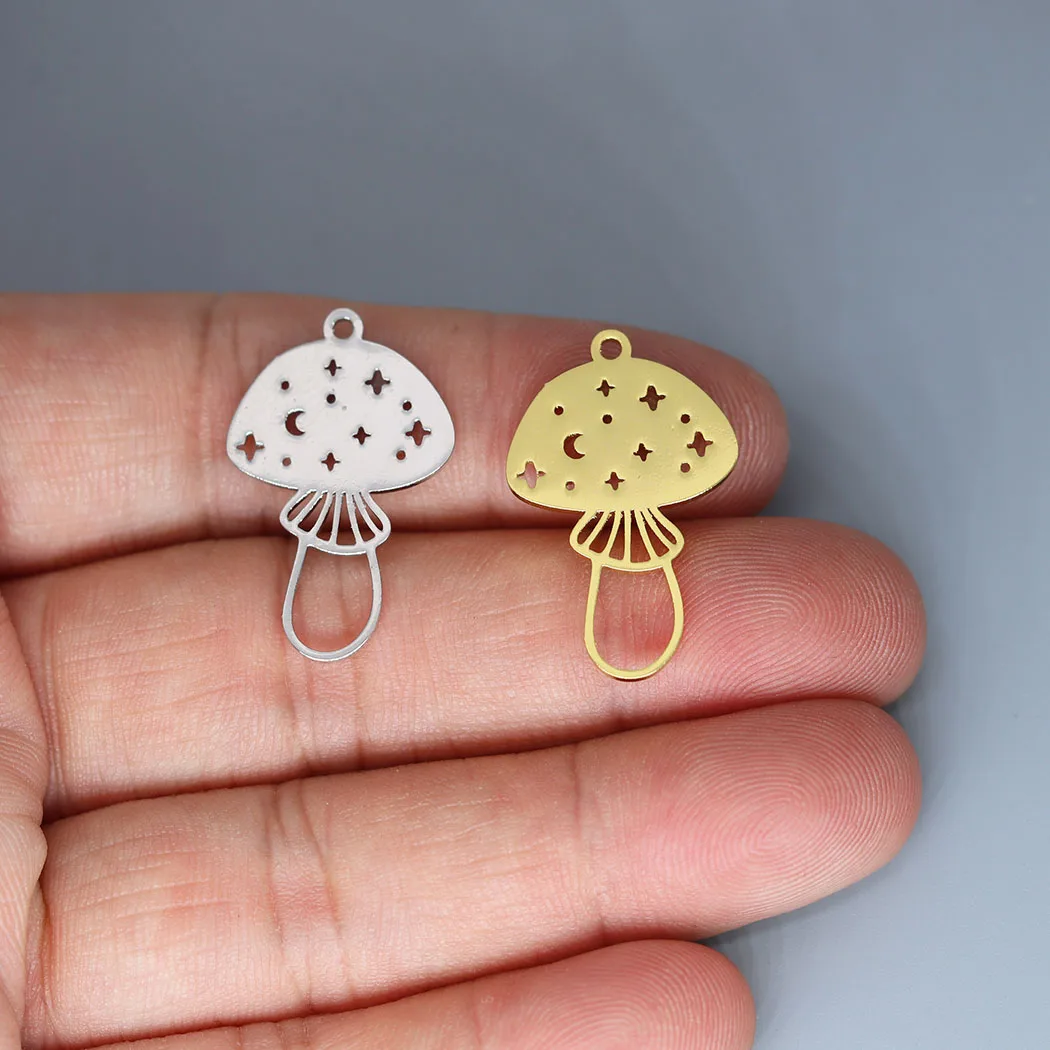 3pcs/lot Celestial Moon Stars Mushroom Charm Pendant For Necklace