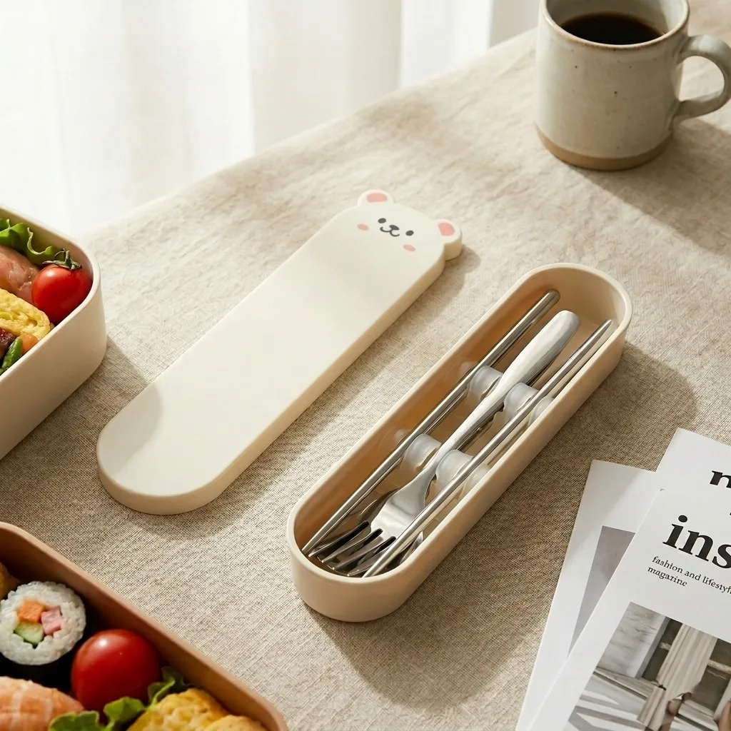 Premium Stainless Steel Cutlery Set with Organizer and Bear Case - Ideal