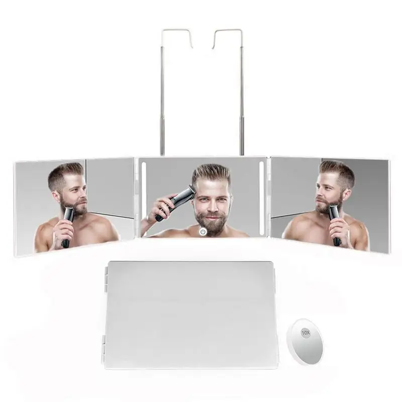 Illuminated 3way Led Makeup Mirror With Telescoping Shaving Mirror For
