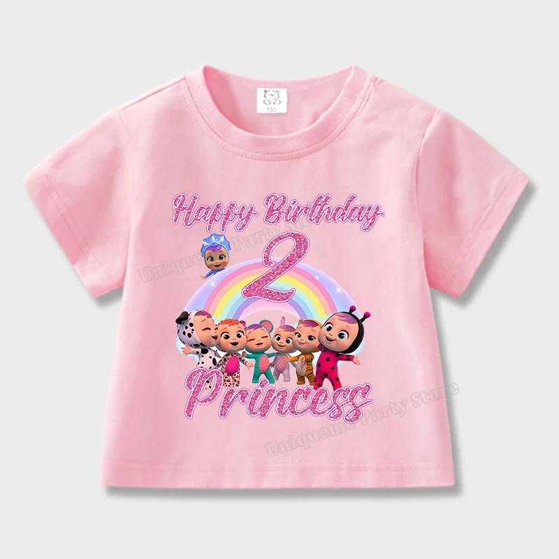 Weinende Babys Mädchen Nummer T Shirt Kinder Geburtstag T-Shirt Cry Baby Kleinkind Kurzarm Baumwolle Rosa Tops Süße Sommer Kinder Kleidung – Detail 6