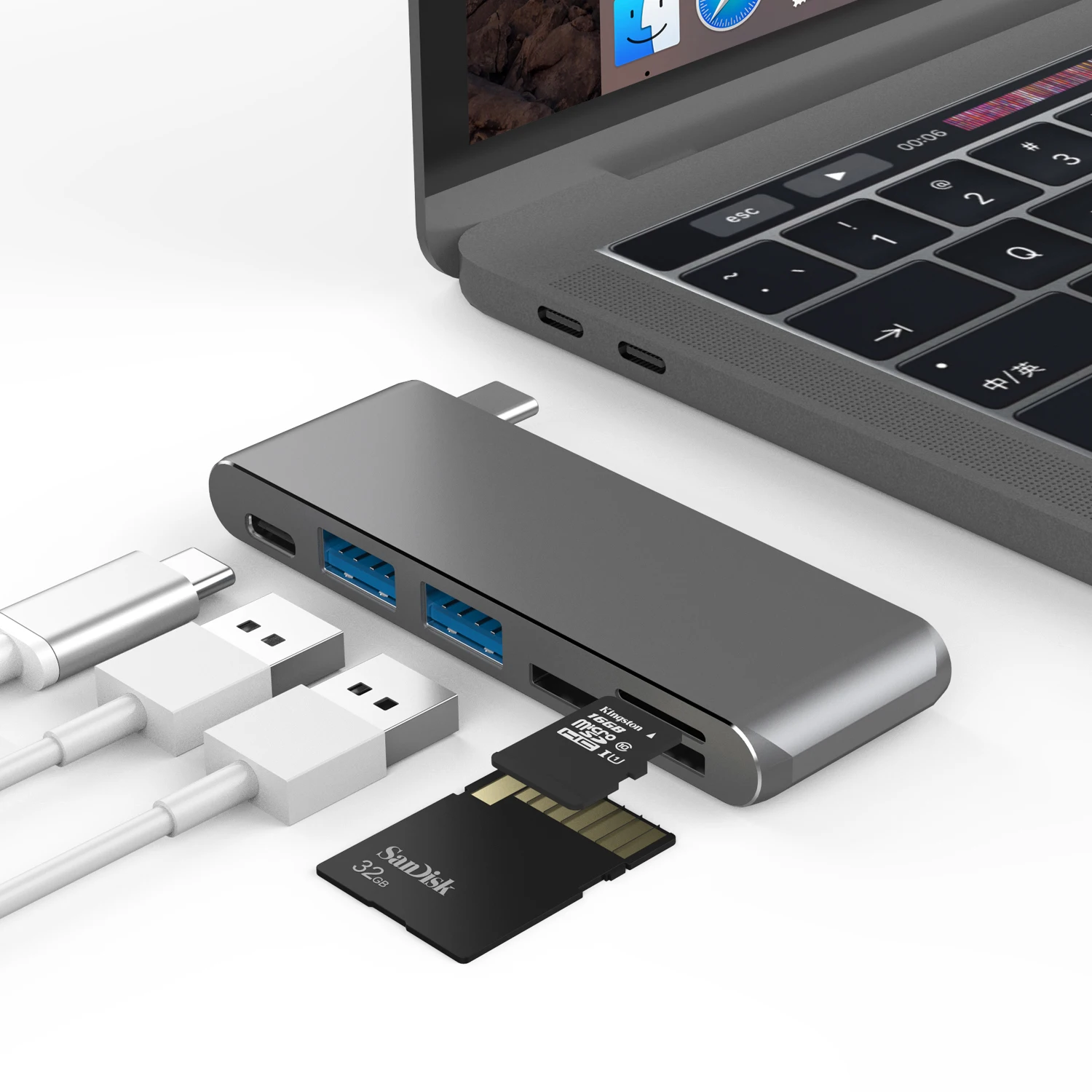 

USB Type C Hub USB C to USB 3.0 PD TF/SD Card Adapter USB3.0 OTG Aluminum Shell TF SD Slot For MacBook Pro Computer Assesories