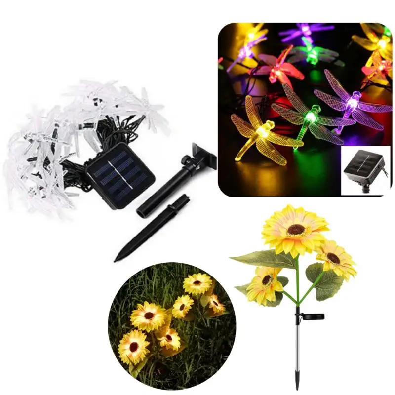 

Фонарь в виде стрекозы, подсолнечника, искусственная мощность, фонарики, гирлянда для сада, Рождественский Декор для вечеринки, для улицы