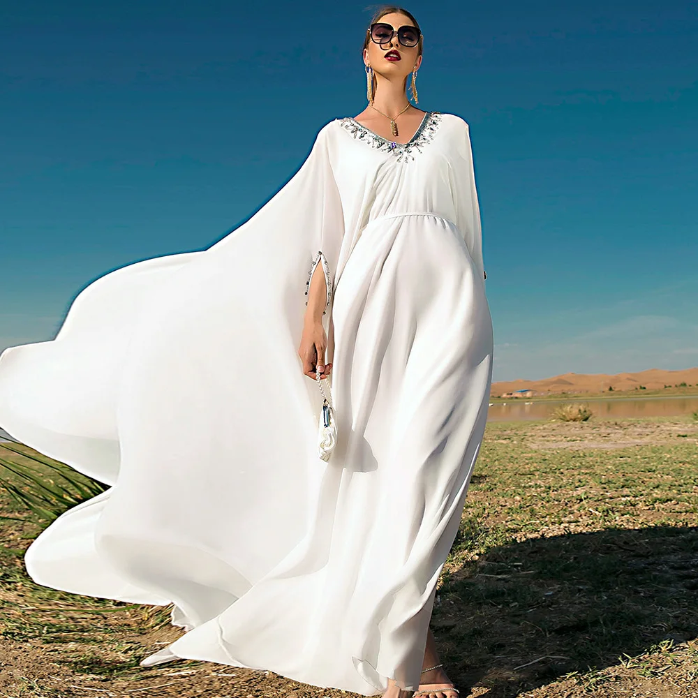 

Caftan марокканское белое мусульманское платье с женской юбкой, вечерние свадебные платья Дубая, мусульманская африканская одежда Djellaba