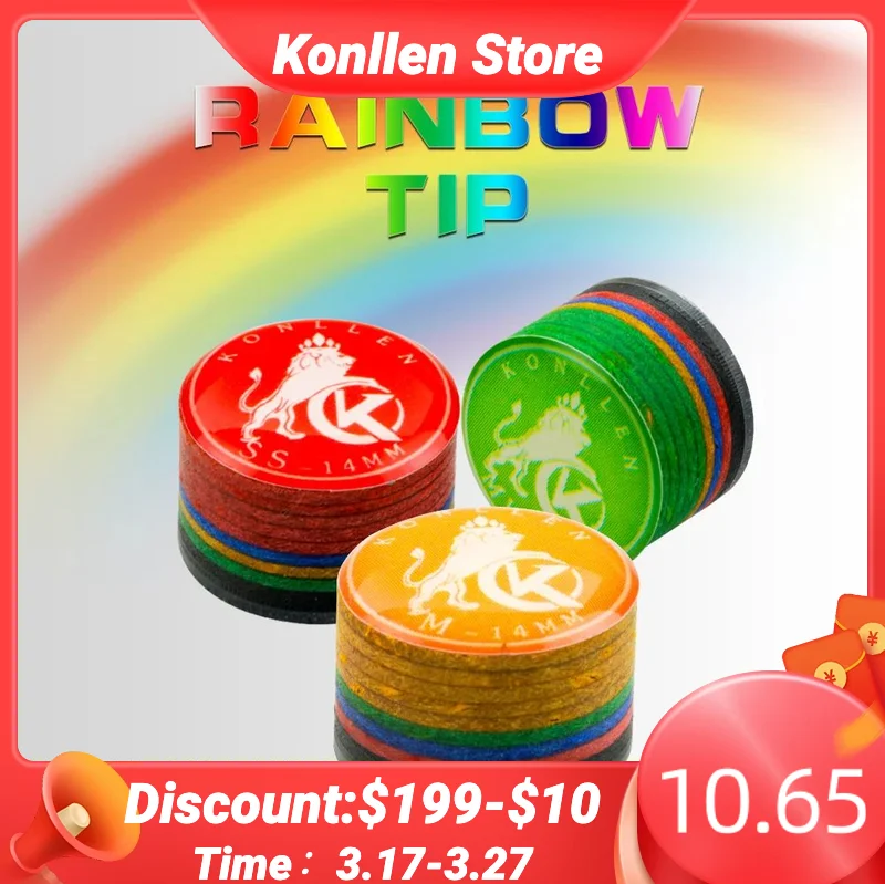 KONLLEN Cue Tips Rainbow Tips 11/14mm 9 Multiple-Layers Snooker Hardness S/SS/SX/M/MH/H Billiards Pool Cue Billiard Accessories original billiards snooker cue tips john parris high quality billard snooker tips professional billiards accessories