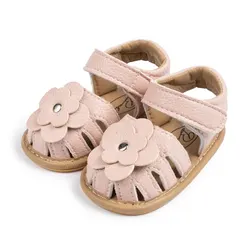 Infant Baby Girls Flower Princess Sandals - Soft Sole Non-Slip Dress Shoes - 0-6 months (Pink)