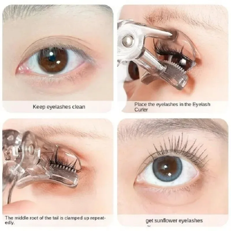 Dual-Head Eyelash Curler with Lash Comb - Wide & Partial Curling Options, Waterproof & Smudge-Proof Design for Natural Lift