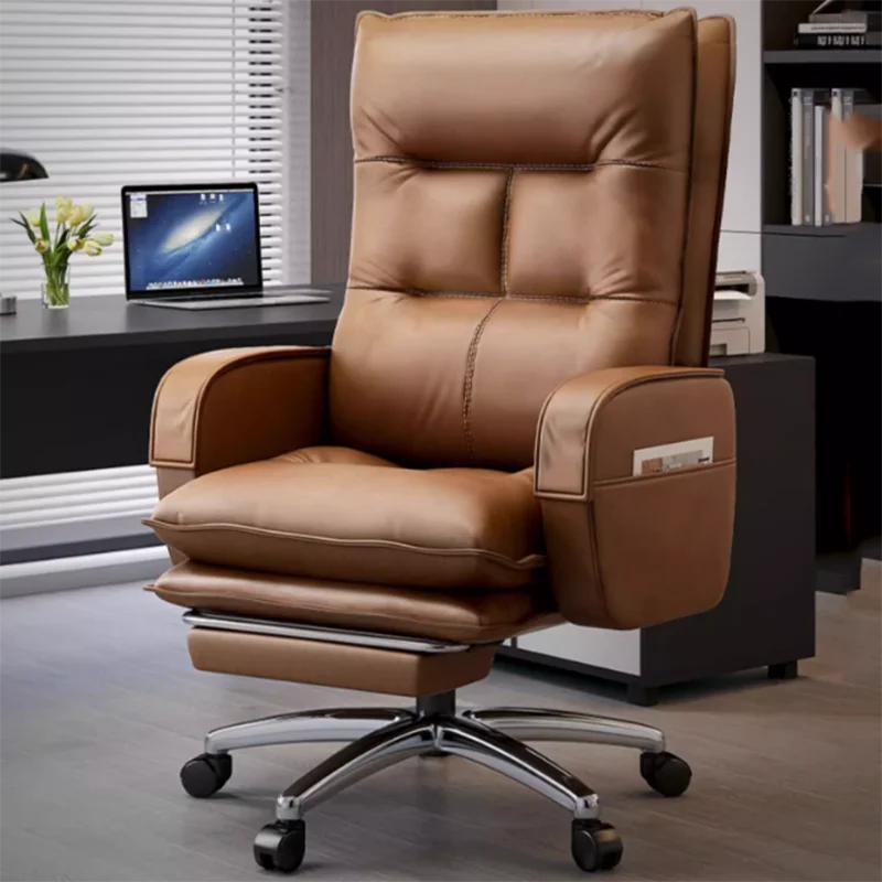 Mobile Leather Recliner Office Chair Computer Nordic Executive Wheels Foot Rest Chairs Beauty Aluminium Chaises Office Supplies pu leather stationery desktop organizer 3 grids storage box remote control case pen holder sundries box for office supplies