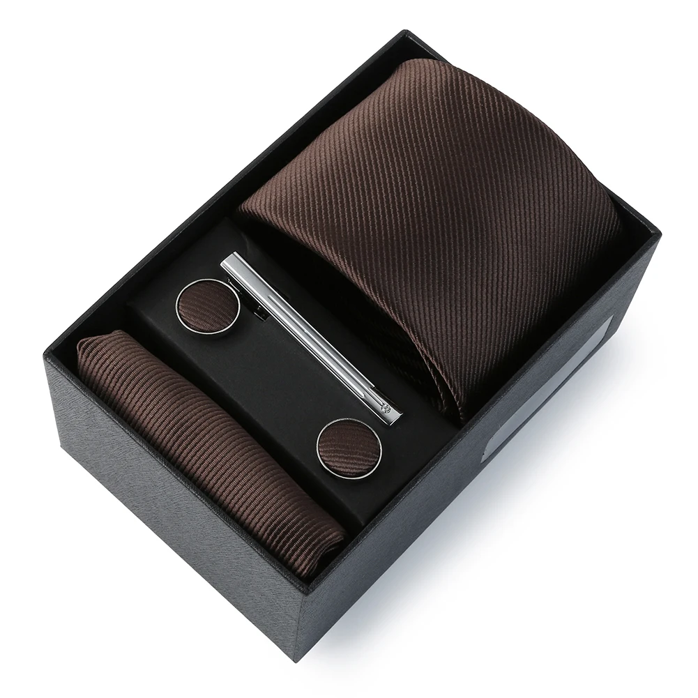 Hochzeit Männer Krawatte Einfarbig Seide Krawatte Einstecktuch Geschenk Box Set Luxus Designer Krawatte Für Männer Männlich Gravat Hochzeit Zubehör – Detail 5