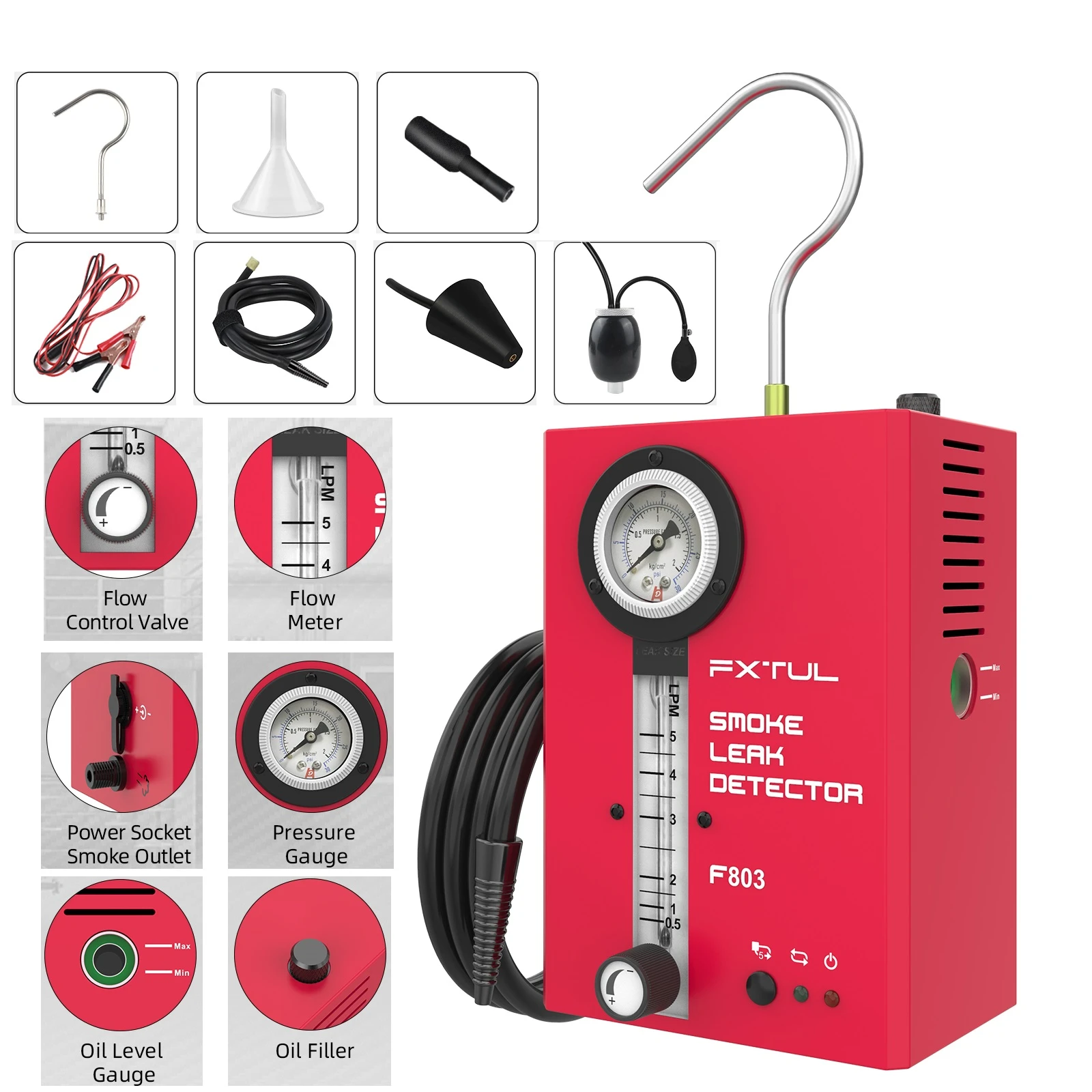 FXTUL F803 Car Smoke Leak Detector Evap Vacuum Smoking Diagnostic