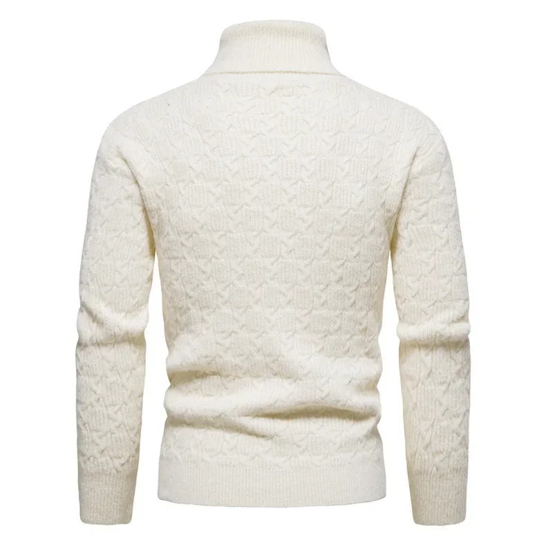 Description Picture 6 of item2023 Spring and Autumn New Slim Fit Men's Knitwear Coat High Polo Neck Fashion Sweater Underlay