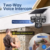 Caméra solaire extérieure à triple objectif PTZ 15MP 4G SIM, trois objectifs, trois écrans, surveillance par batterie, détection humanoïde IA, suivi automatique, étanche IP66, vision nocturne, caméras de sécurité vidéo 5
