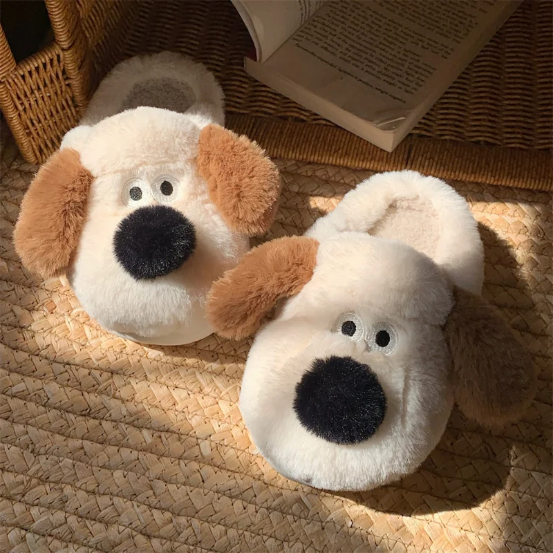 Women's Winter Home Cotton Slippers Anti Slip Thick Soled Couples New Cute Cartoon Plush Warm Indoor Slippers Plush Cotton Shoes