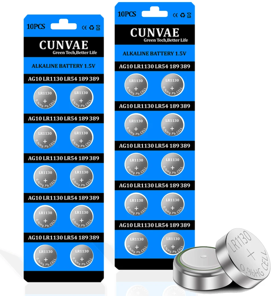 10Pcs AG10 Alkaline Button Coin Battery Equal To 189 LR54, 49 OFF