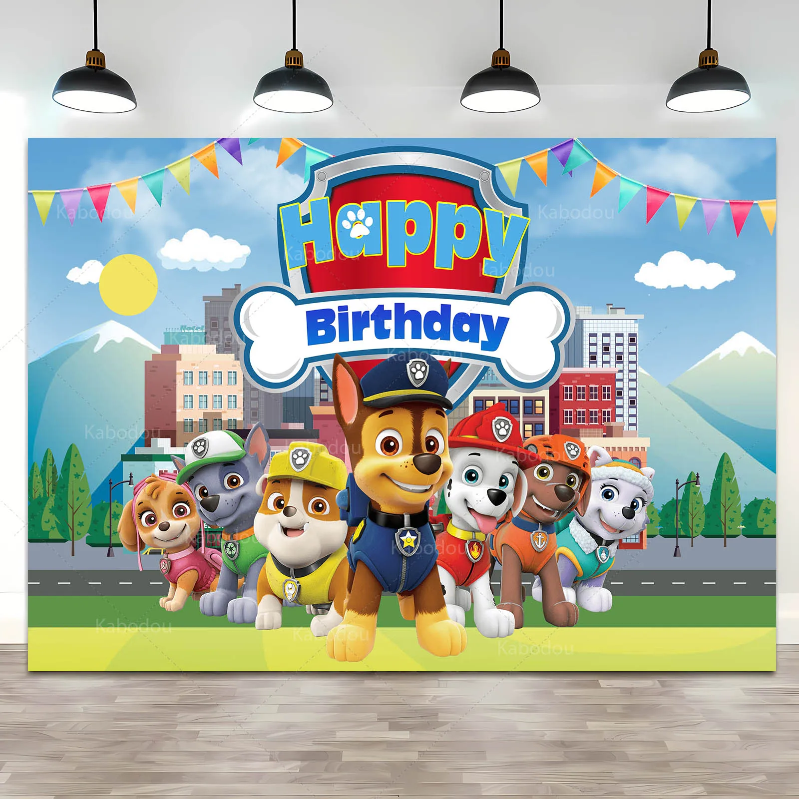 Toile De Fond Anniversaire Chien - Déco Fête Intérieur/extérieur - 180x109 Cm - Pour Photo, Décoration - Livrée Avec Corde - 9