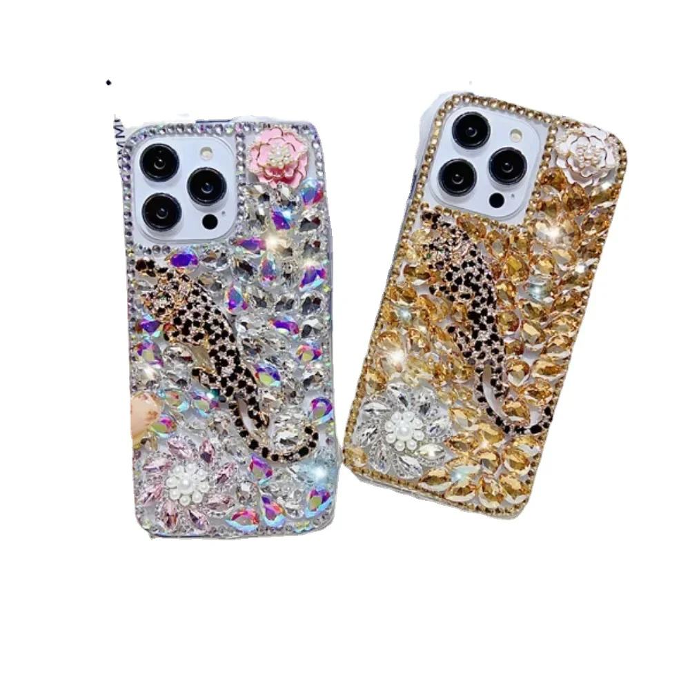 Luxury Bling Diamond Male Leopard Rhinestone Case for Huawei Honor 70 80 90 100 Pro Lite 8X 9X X40i X50i