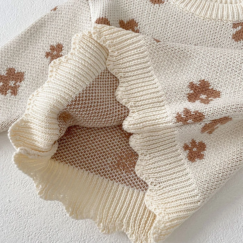 Infant Kids Baby Girls Boys Long Sleeve Flower Printing Knit Pullover Sweaters Baby Girls Boys Children's Clothes Sweaters
