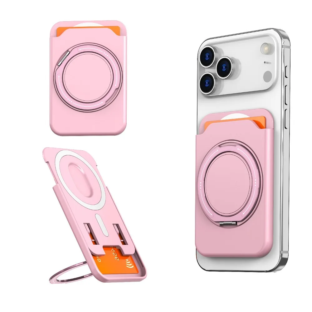 360 Rotating Ring Stand For Magsafe Magnetic Card Holder Wallet Case For iPhone 17 Pro Max 16 15 For Samsung S25 S26 Ultra