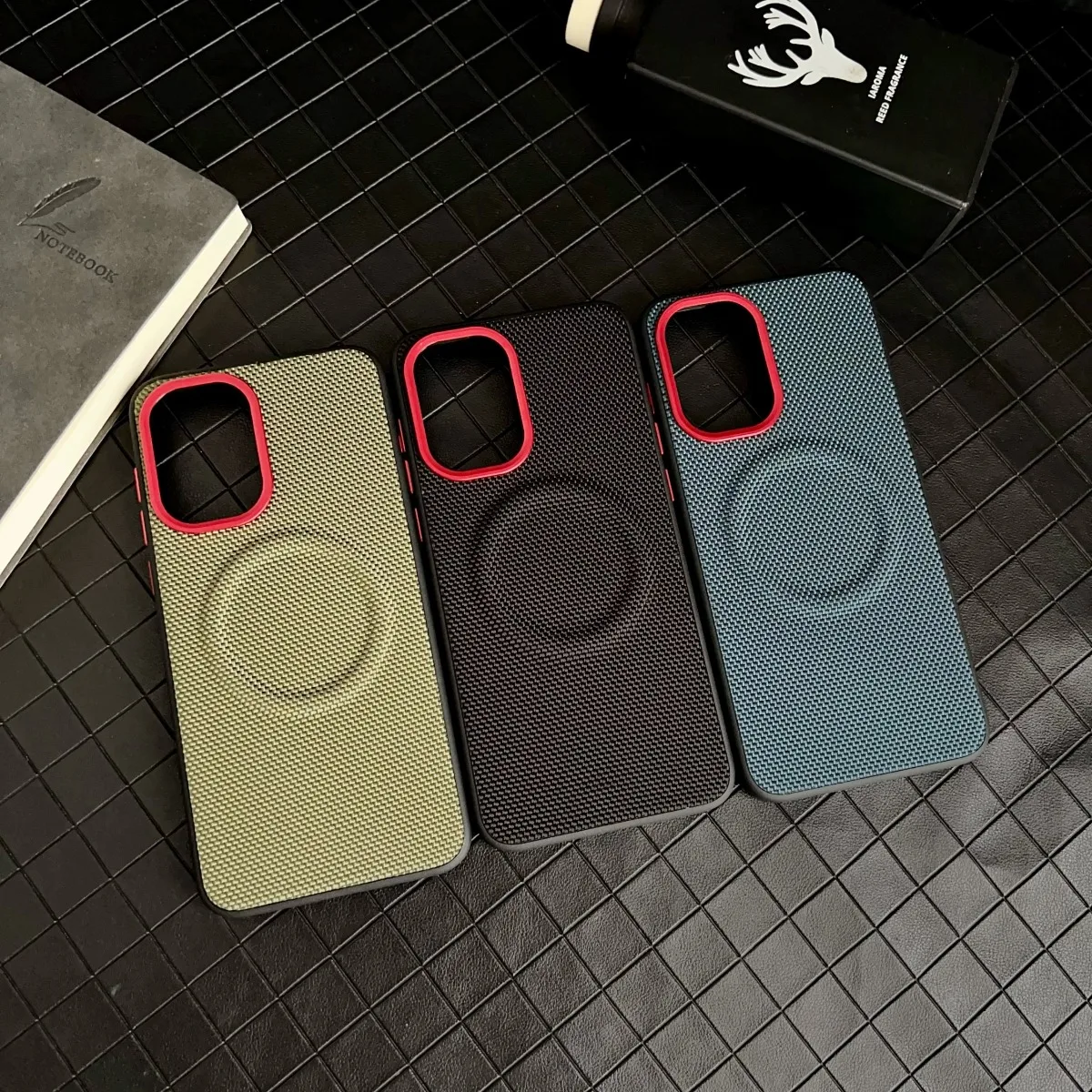 Magnetic Luxury Leather Phone Case - Soft TPU+Nylon Woven, Shockproof Protection Cover