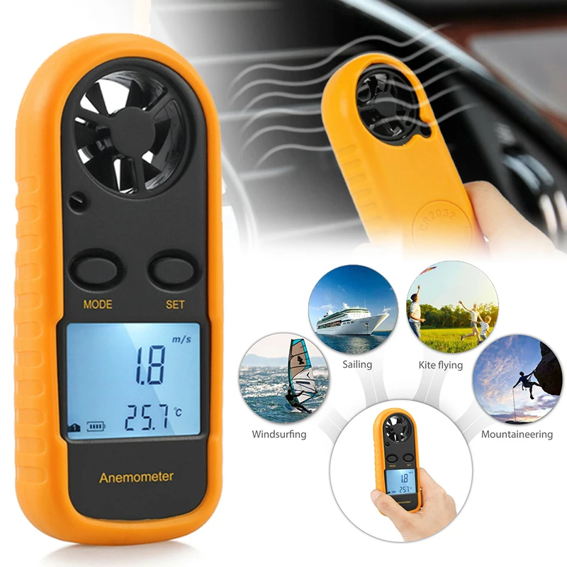 

Mini Digital Anemometer Handheld Anemometer Thermometer Measuring Tool GM816 Outdoor LCD Digital Wind Speed Scale Tester