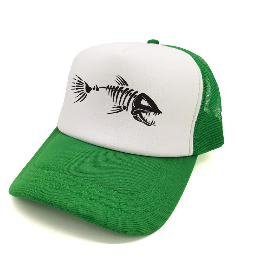 Fishbone Trucker Cap Men Fishing Skeleton Fish Bone Baseball