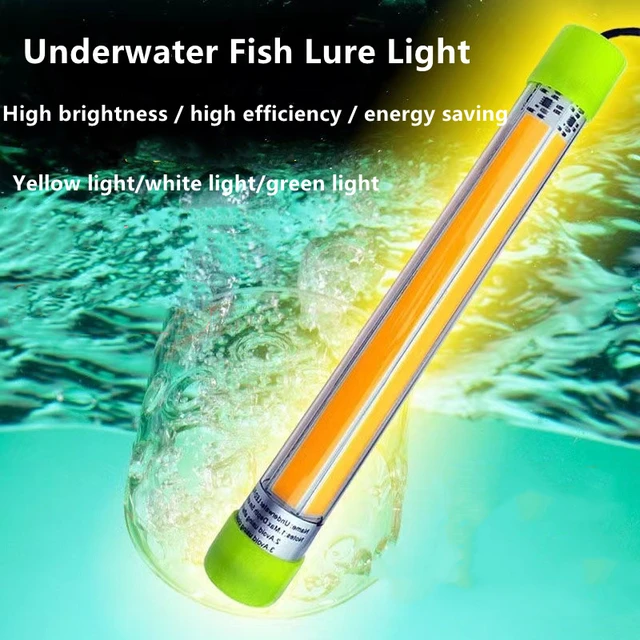 12V 100W 200W 6/15M Wire Aluminum High Power Green White Yellow LED Bait Submersible  Underwater