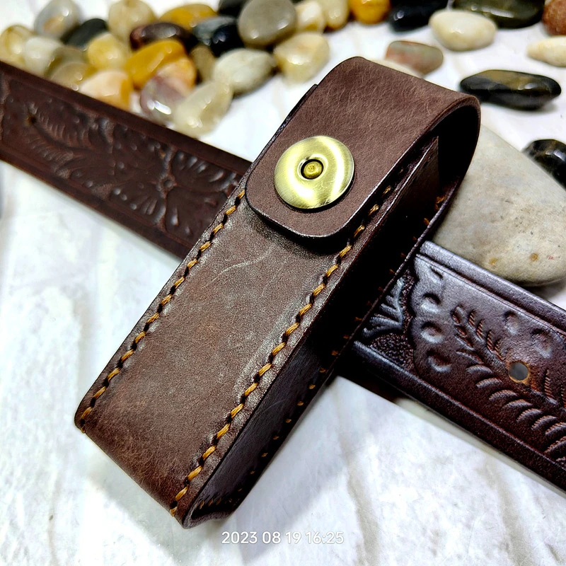 Pince à outils multifonctionnelle, sac de taille pour l'extérieur, couteau Bowie Portable, gaine en cuir, sac de ceinture, personnalisé à la main PD