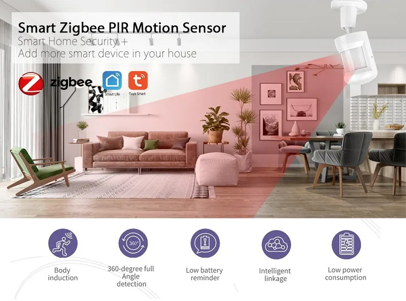 Description Picture 3 of itemTuya Zigbee Motion Sensor PIR Infrared Presence Detector Home Security Alarm Human Body Detection for Smart Life Alexa Google