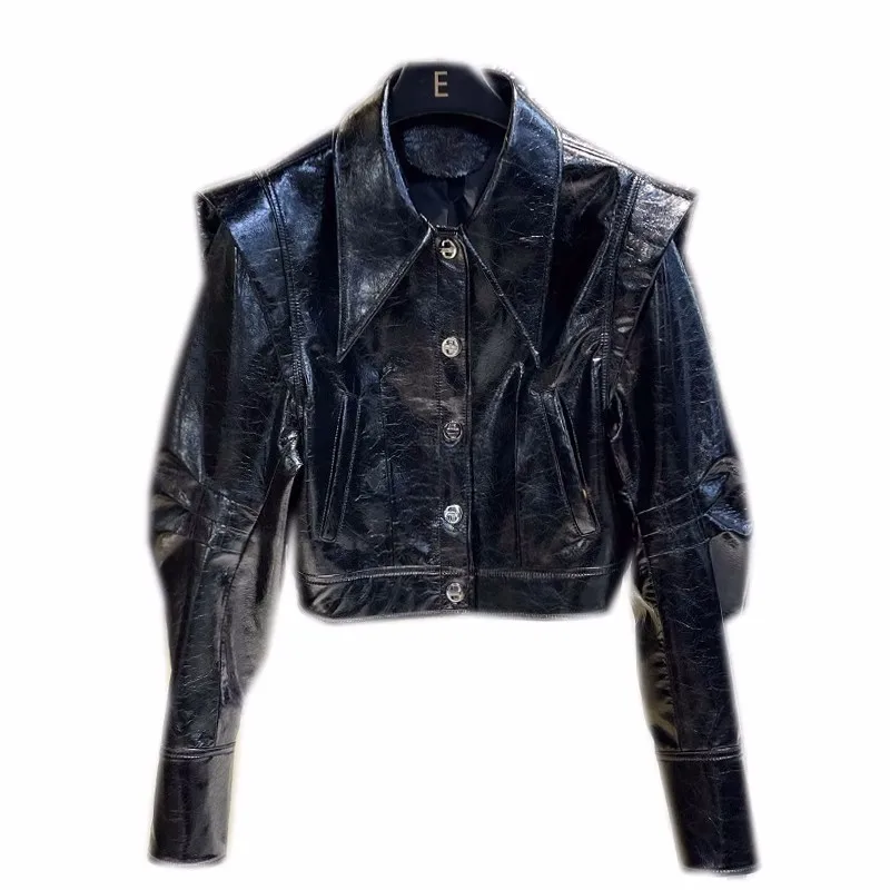 

gl23103 Women's Genuine Leather Sheepskin Short Jacket Single Breasted