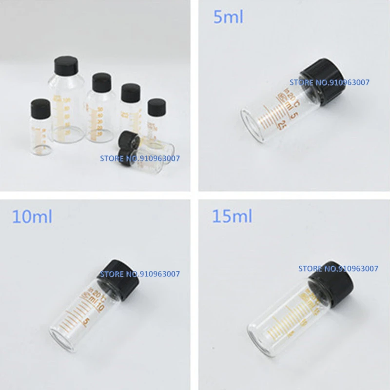 5ml to 1000ml Lab Graduated Round Borosilicate Glass Reagent Bottle Serum bottle Graduation Sample Vials