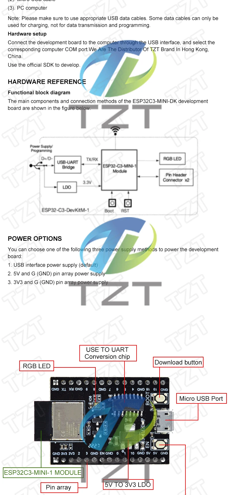 TZT ESP32-C3 Entwicklungsboard WiFi+Bluetooth 5.0 ausgestattet mit ESP32-C3-MINI-1 ESP32 Wifi Internet Of Things Modul – Detail 6