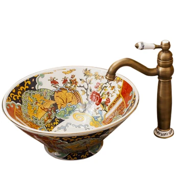 ห้องน้ํา Art อ่างล้างหน้า 410x390x180 มม.เซรามิค Nordic สไตล์โมเดิร์นห้องน้ําอ่างล้างหน้าขายส่ง 2