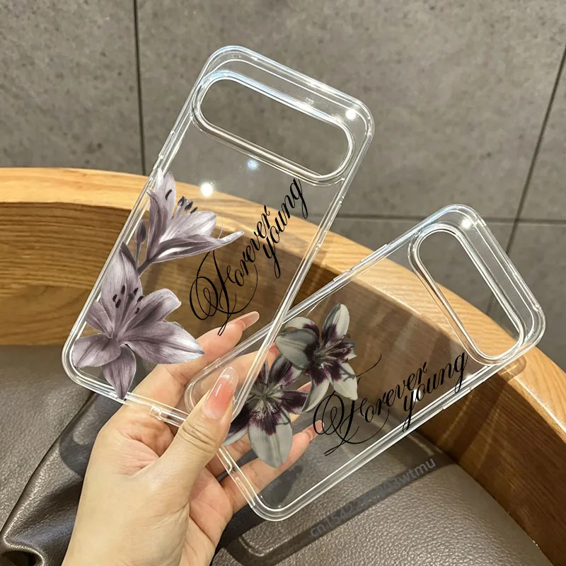 Vintage Lily Floral Clear Phone Case – Elegant Flower Cover