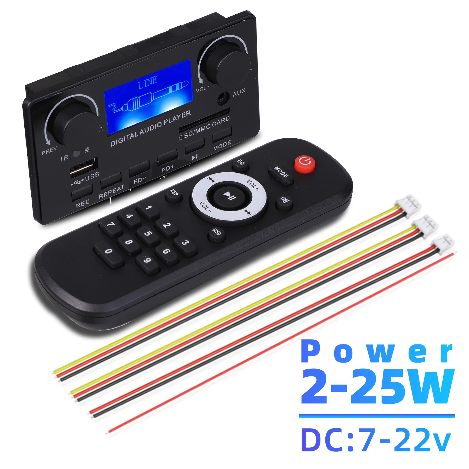 Bluetooth 5.0 2*25W Amplificatore Mp3 Decoder Papan Module 7-22V Audio Wma Wav Tf/Usb Slot Kartu/Fm Radio Supporto Registrazione Chiamate