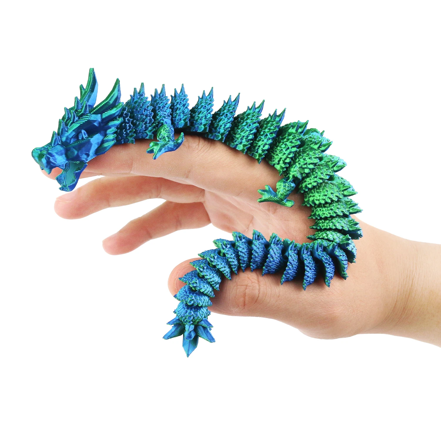 Three dimensional crystal dragon model with movable joints, mouth that can be opened and closed, hand-held model toy