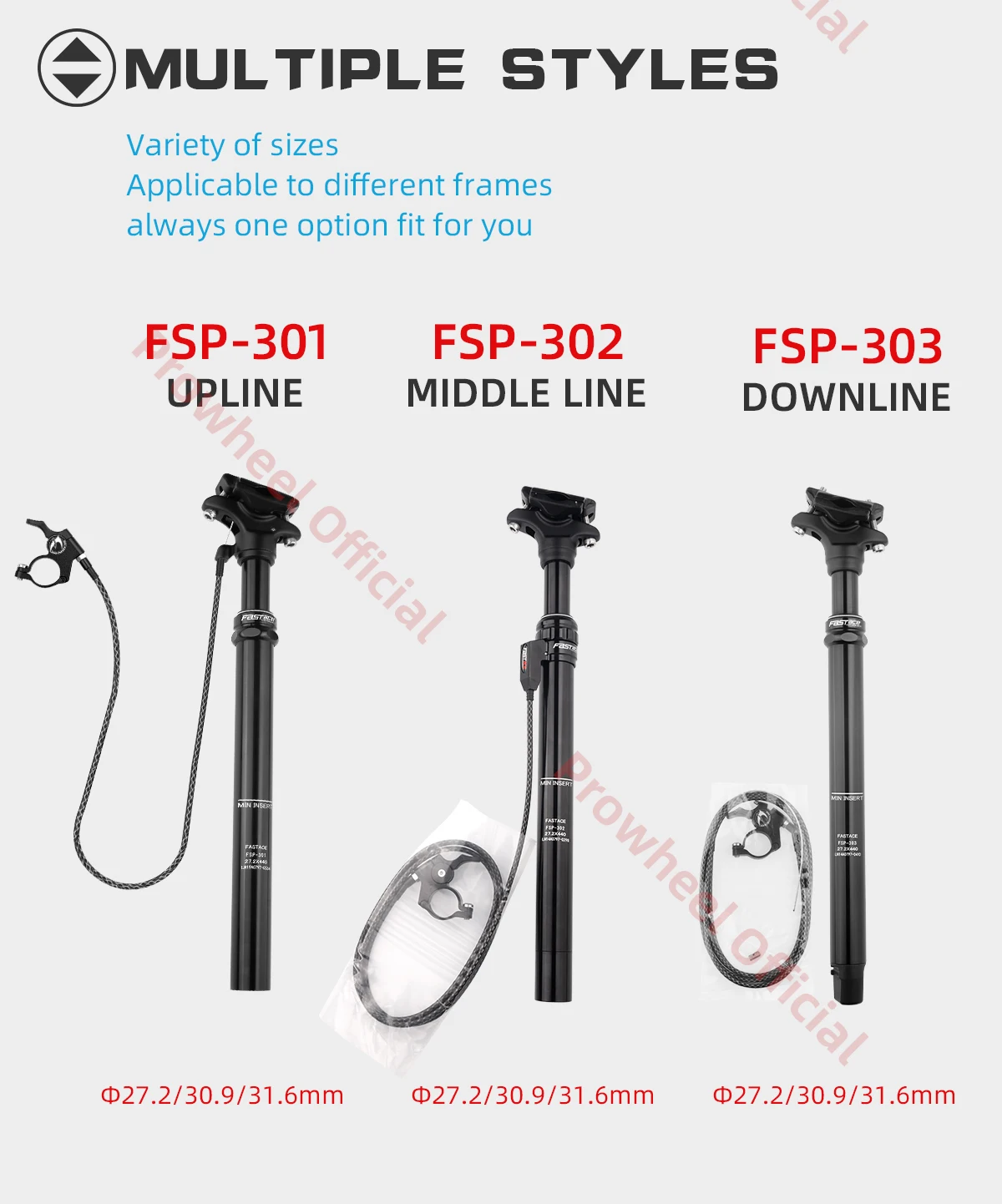 Description Picture 5 of itemFastace Bicycle Seatpost FSP 301 302 303 27.2 30.9 31.6 33.9mm MTB Dropper 440mm External Internal Cable Bike Seat Tube Seat