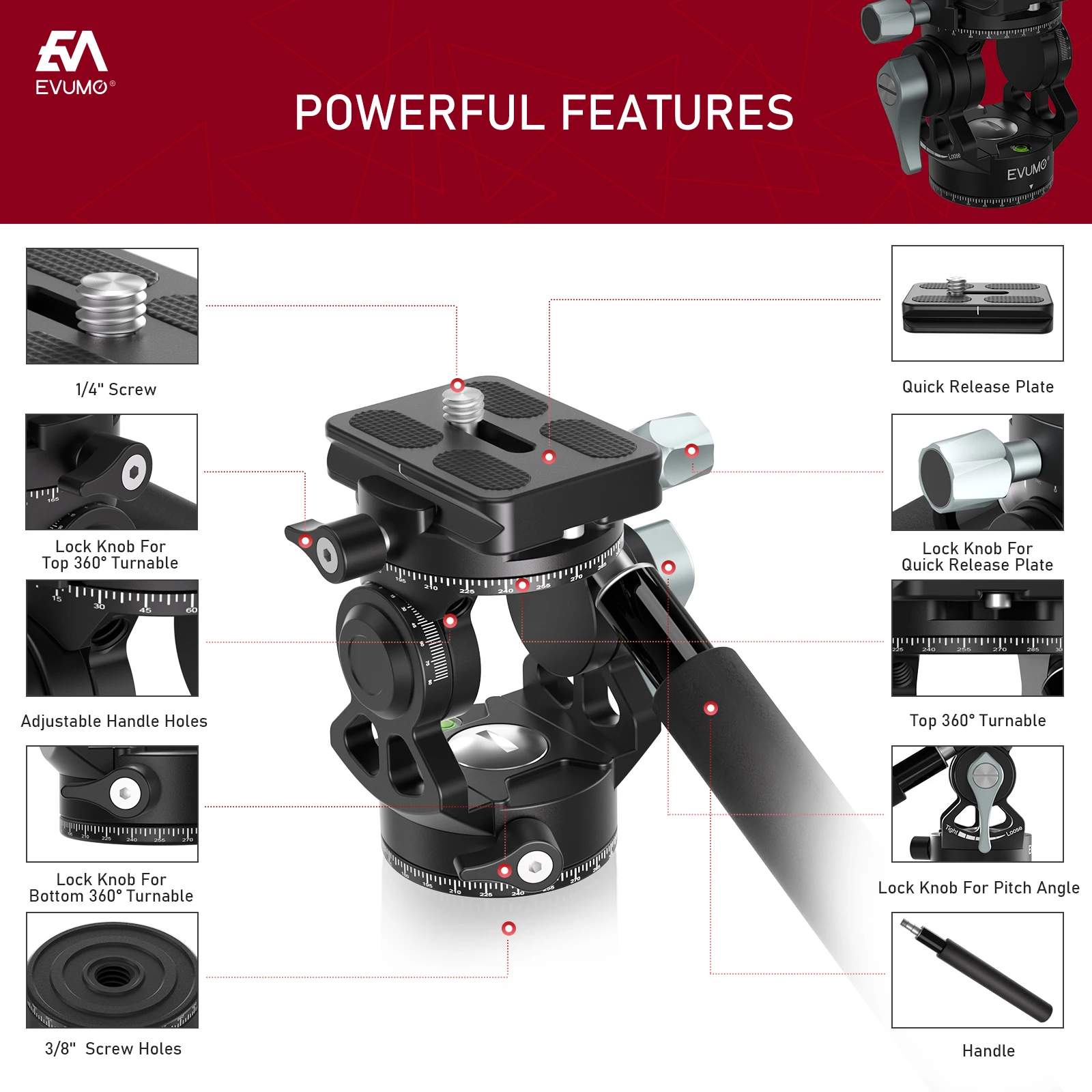 Tripod ball head cold shoe ball head camera fluid head camera head adapter for tripod monopod
