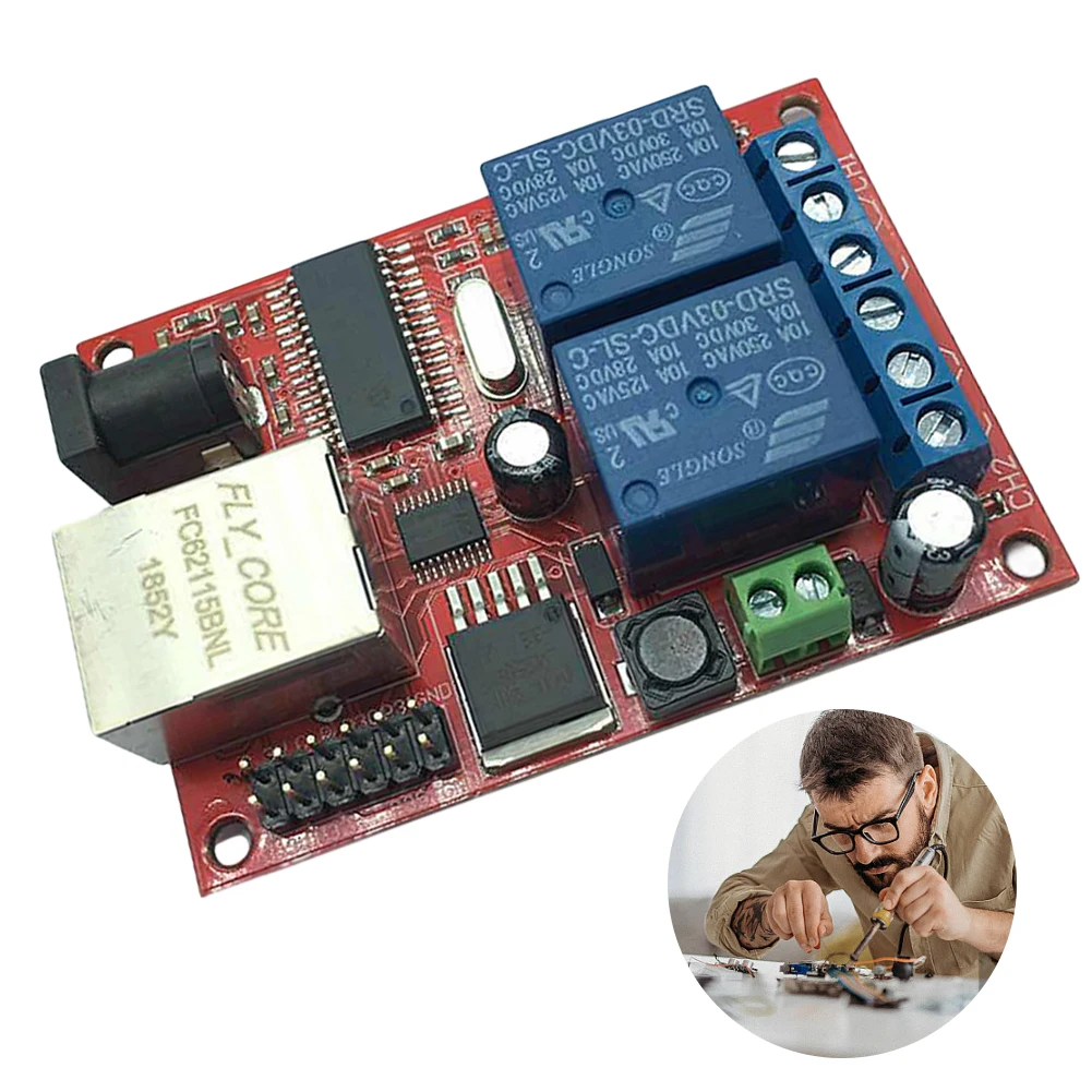 LAN Ethernet TCP UDP Controller Module Relay Board 2 Channel Relay Switch Delay Board Web Server Electronic Kit Circuit Board