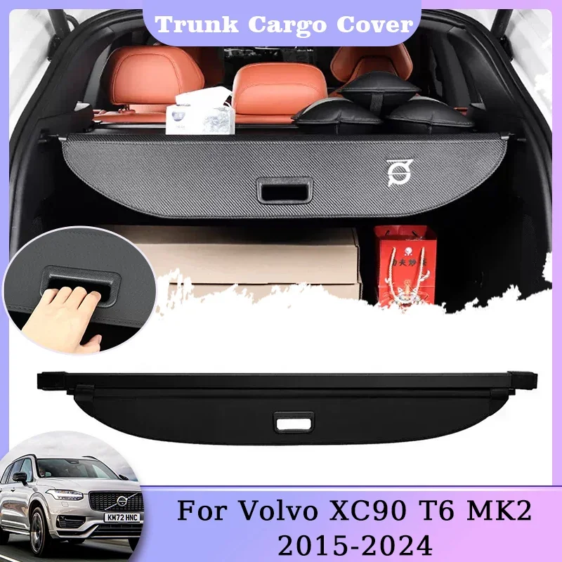 

Car Rear Trunk Cargo Cover For Volvo XC90 T6 MK2 2015~2024 Luggage Partition Security Retractable Shades Curtain Accessories