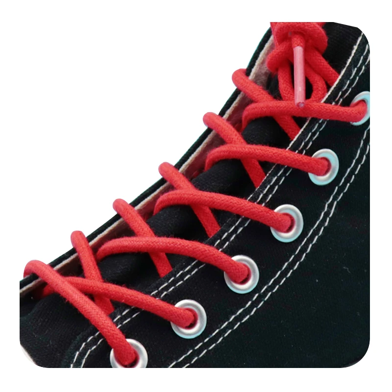 Weiou Schnürsenkel Shop 5MM Runde Form Wasserdicht Gelb/Rot Mädchen Schwimmen Taille 100% Baumwolle Gewachst Einfach Seil für Frau Sneaker Boot