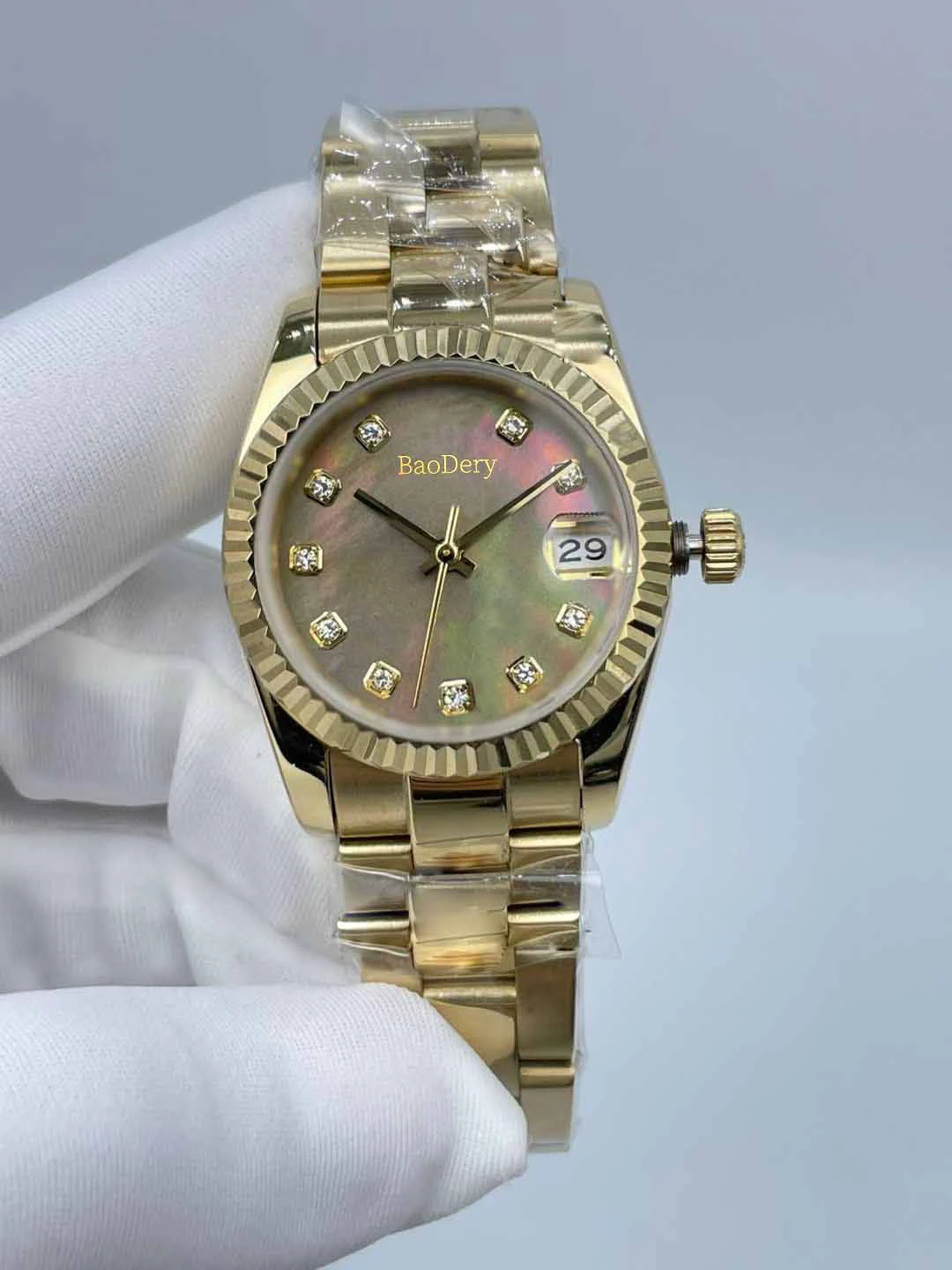 31mmWaterproof Function Watch for Women - Toothed Bezel with Diamond Scale